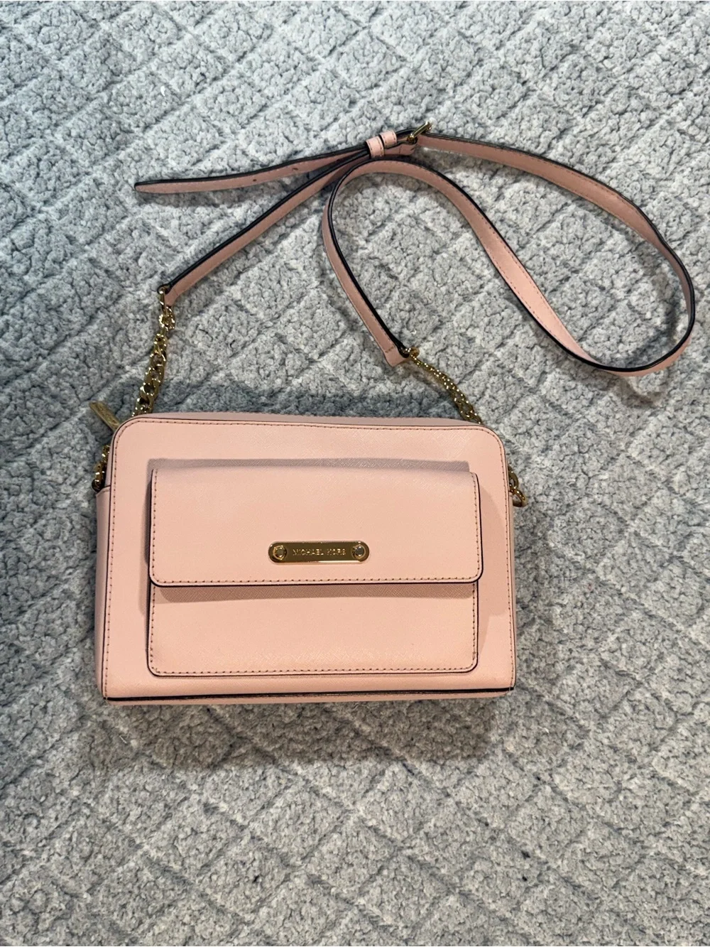 Michael Kors Blush Pink Leather Chain-Strap Crossbody